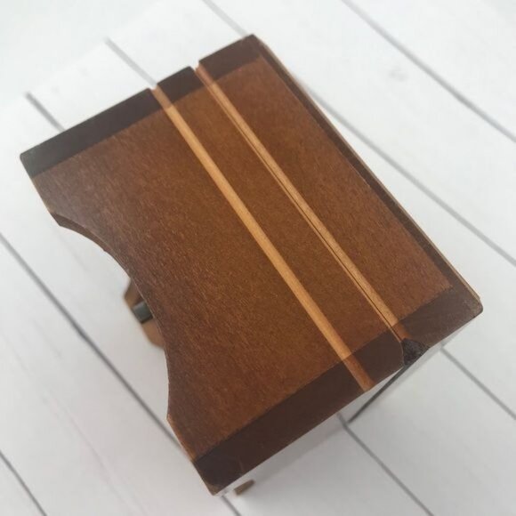 Reuge Swiss Music Box Boy Playing Horn for Bird Image on Top Wood Footed Hinged - Picture 8 of 13